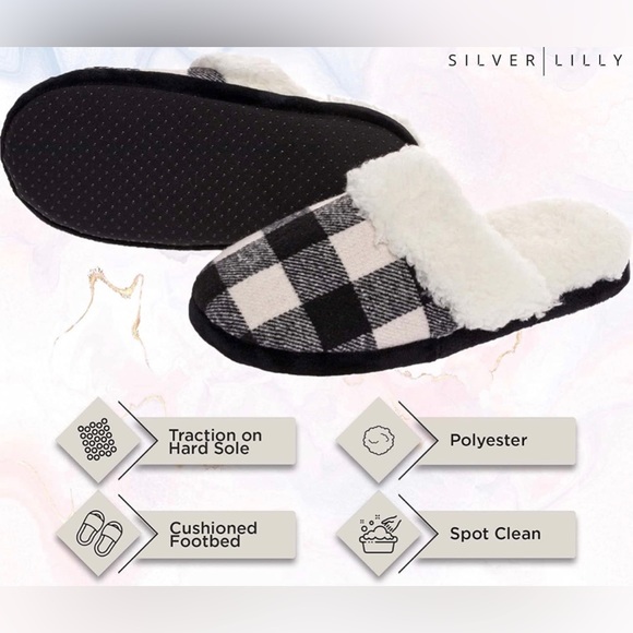 Fuzzy Buffalo Plaid Slippers - Picture 2 of 7